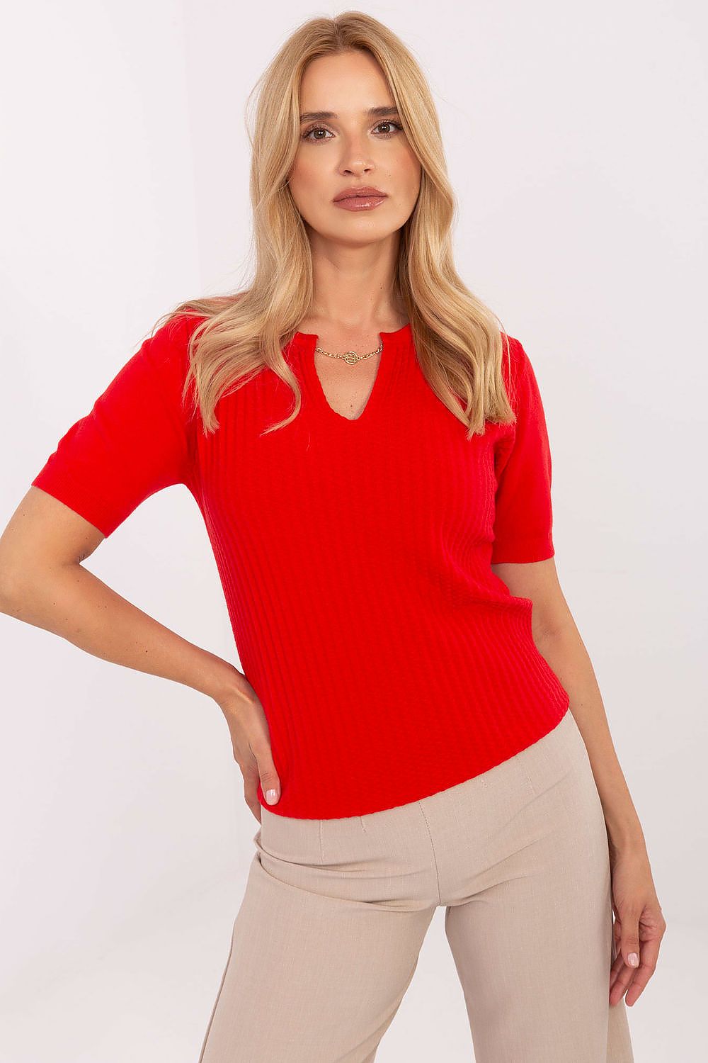 Megztinis trumpomis rankovėmis model 216769 Factory Price