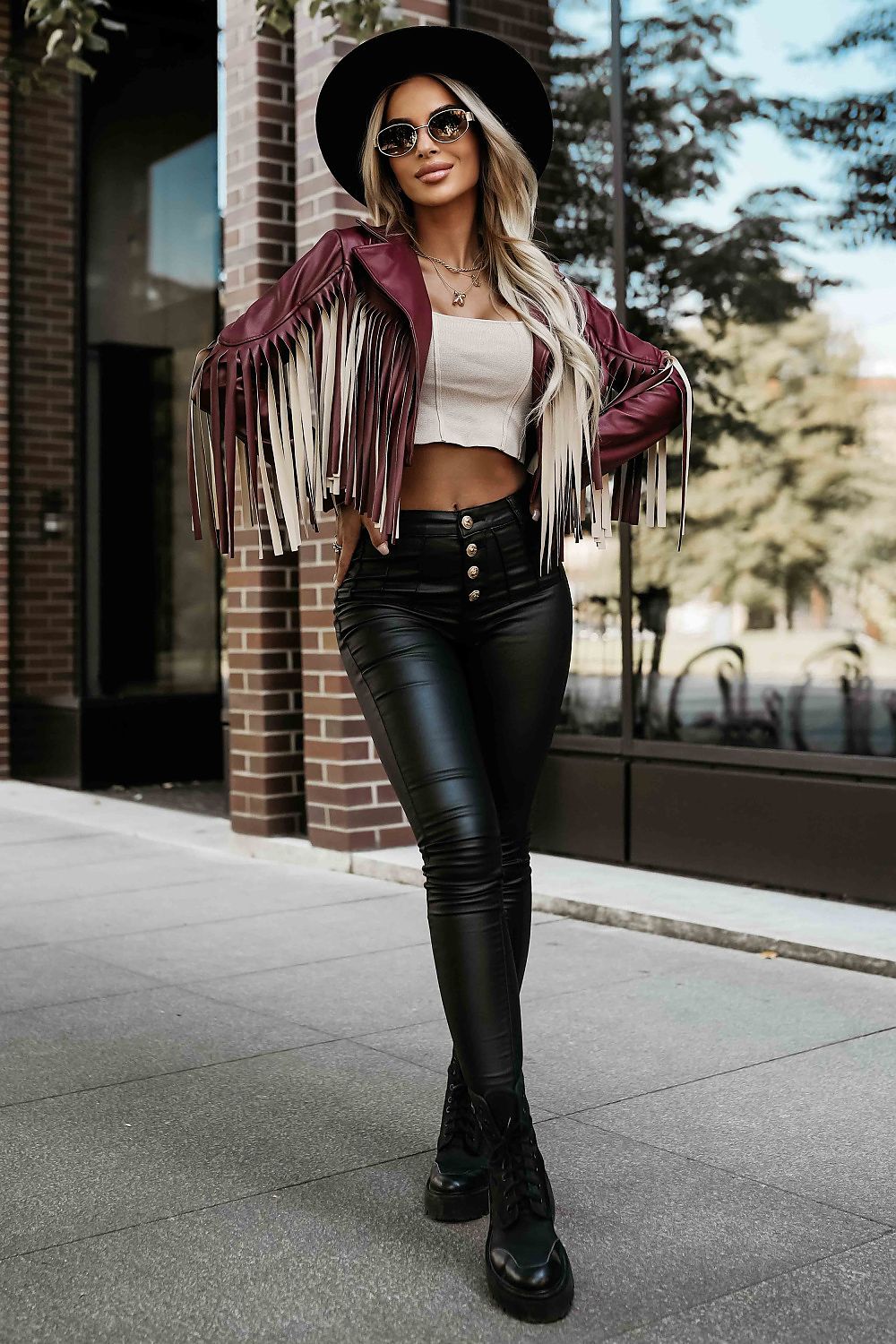 Original moto style jacket with fringes “Numoco”