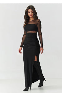  Ilga suknelė model 218306 Makadamia 