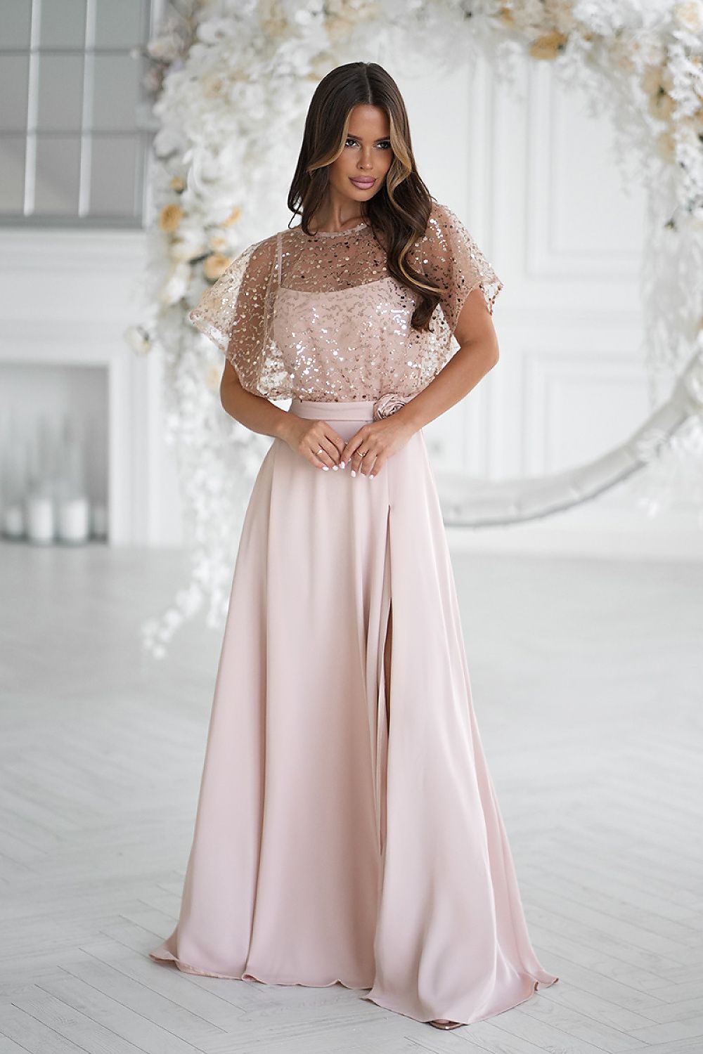 Long dress in Bicotone