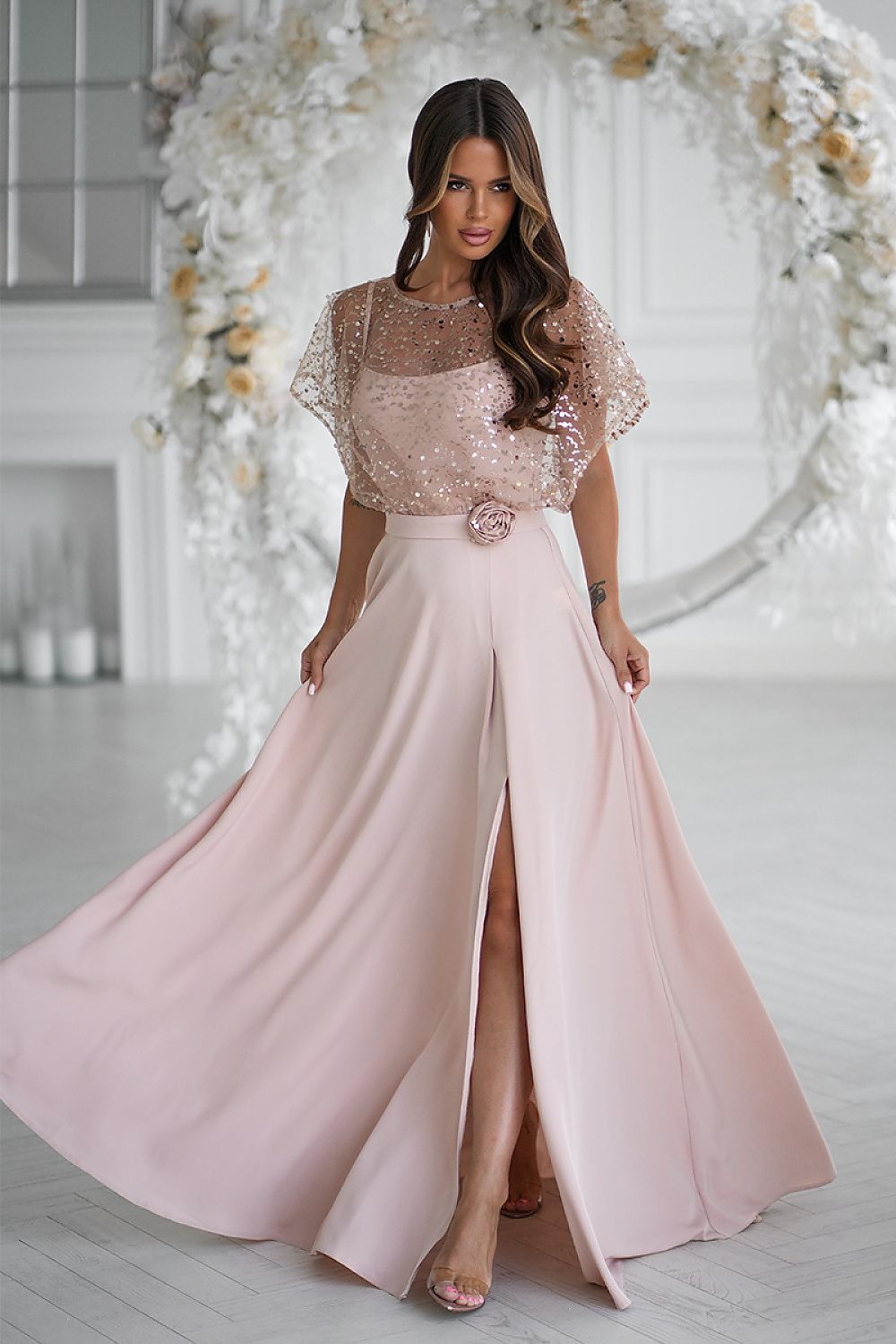 Long dress in Bicotone