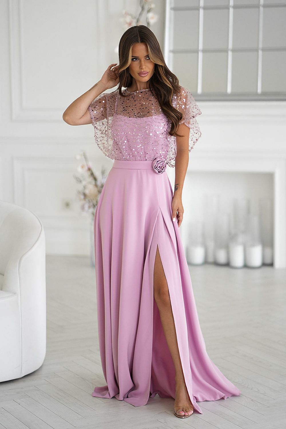 Long dress in Bicotone