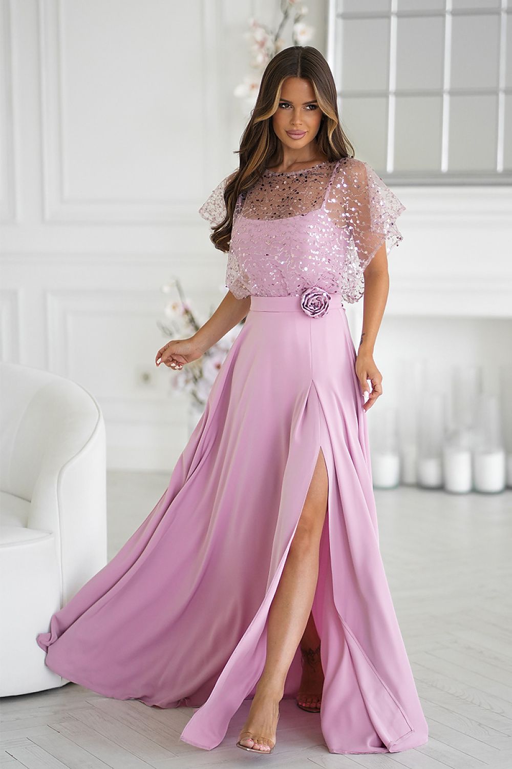 Long dress in Bicotone