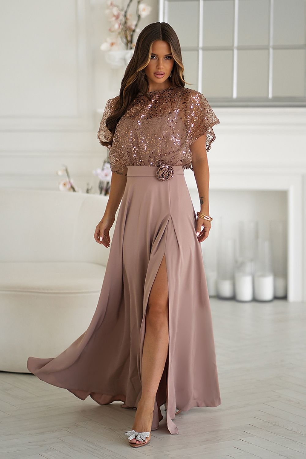 Long dress in Bicotone