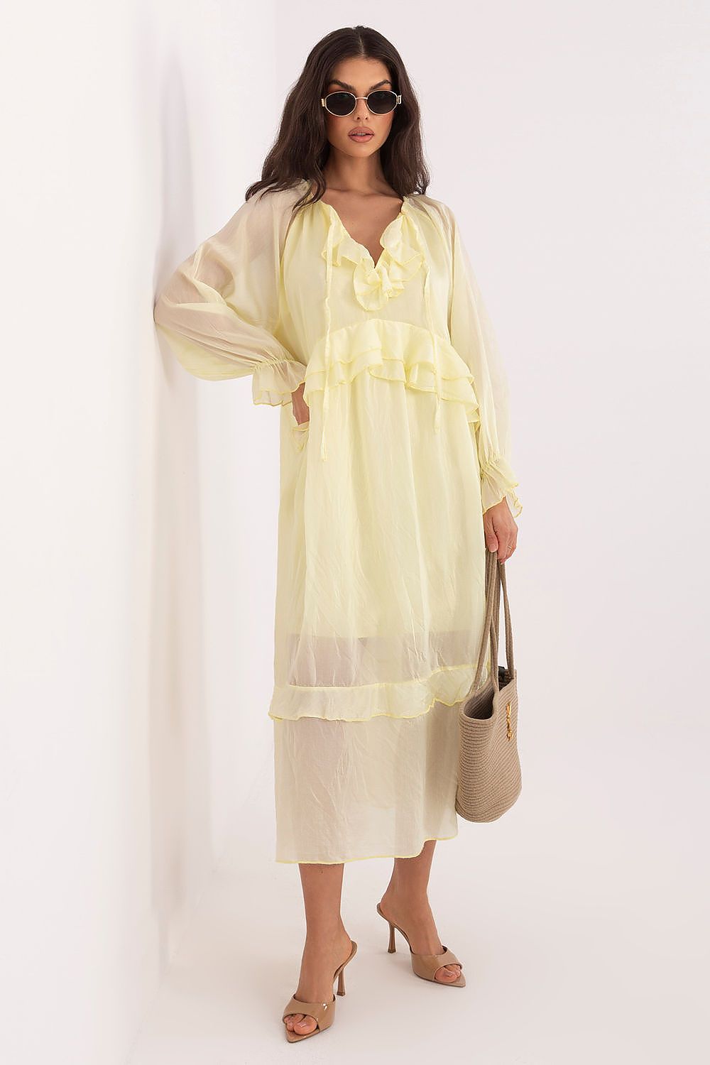 Geltona dieninė suknelė