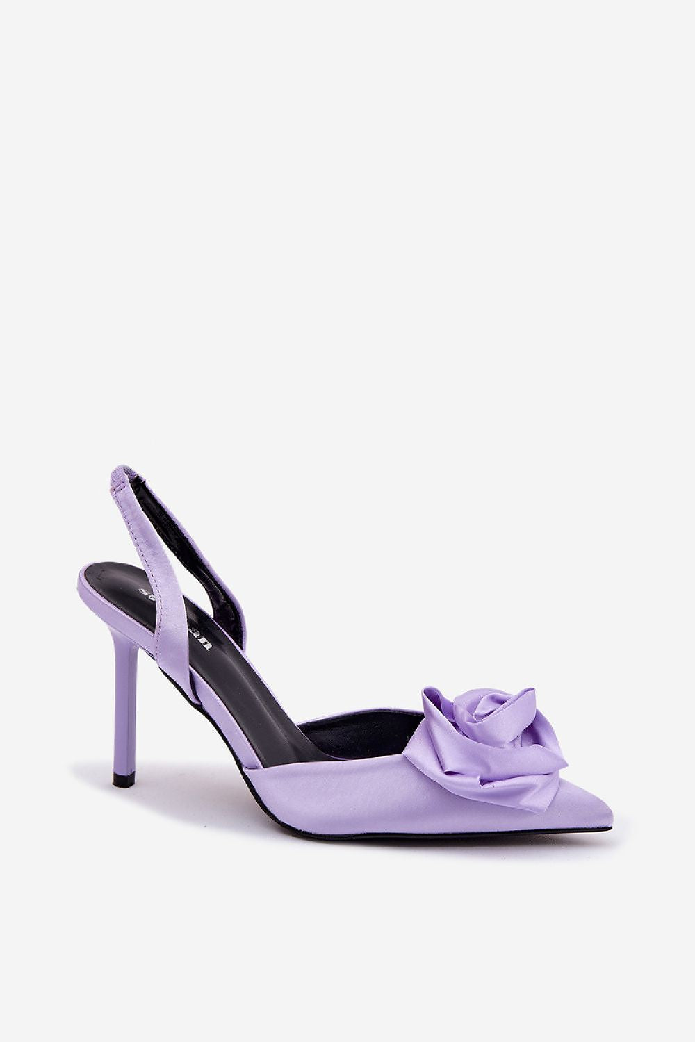 Elegantiški aukštakulniai su dekoratyvine rože violetinės spalvos