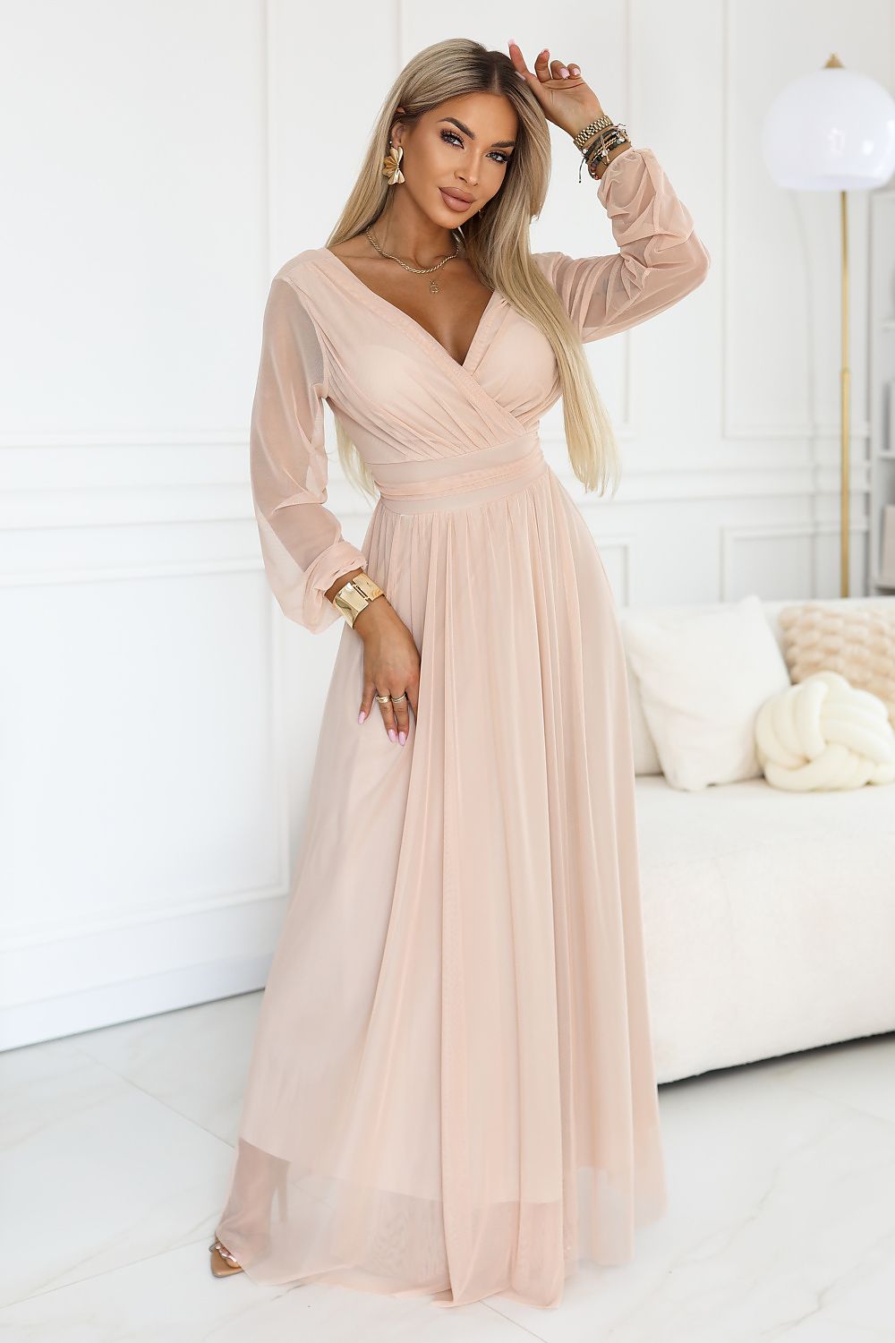 Ilga elegantiška suknelė – rožinė spalva